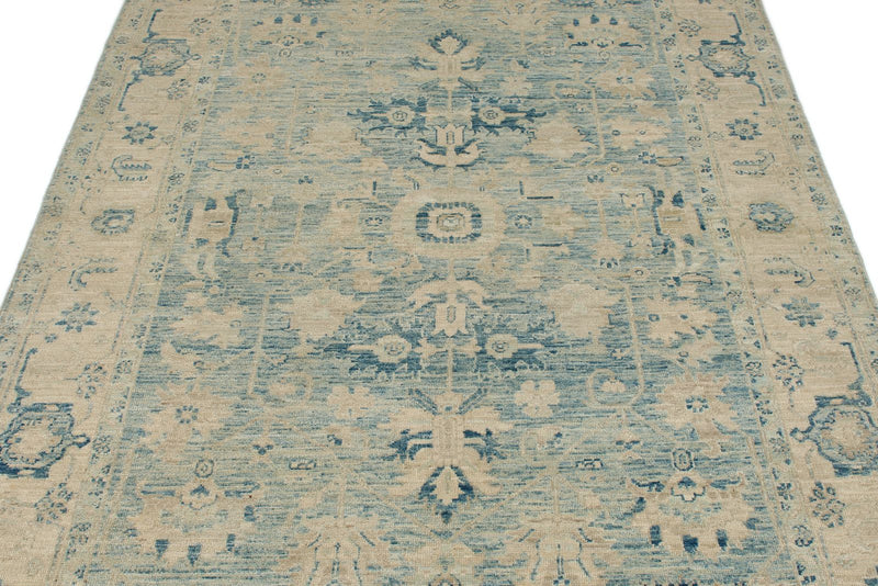 5x7 Beige and Blue Anatolian Traditional Rug