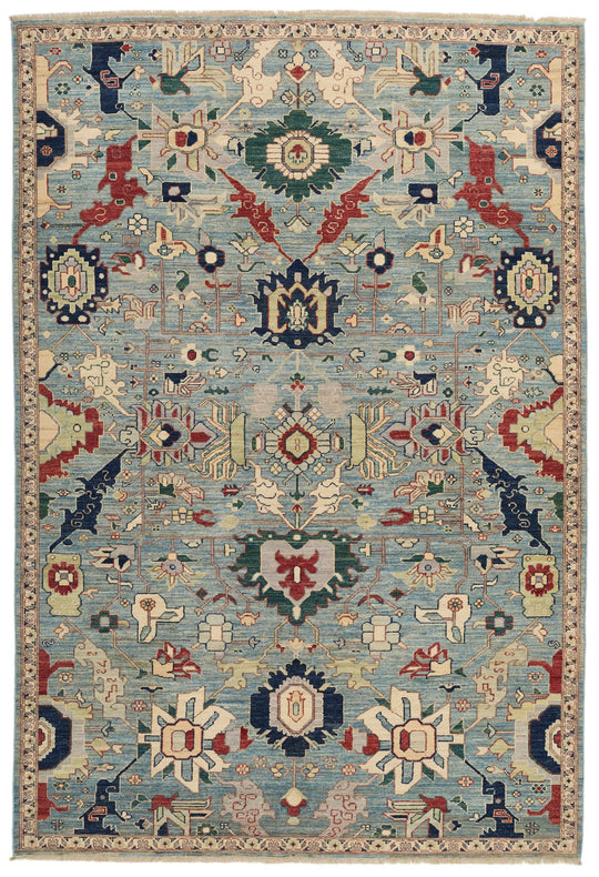 6x9 Blue and Multicolor Anatolian Traditional Rug