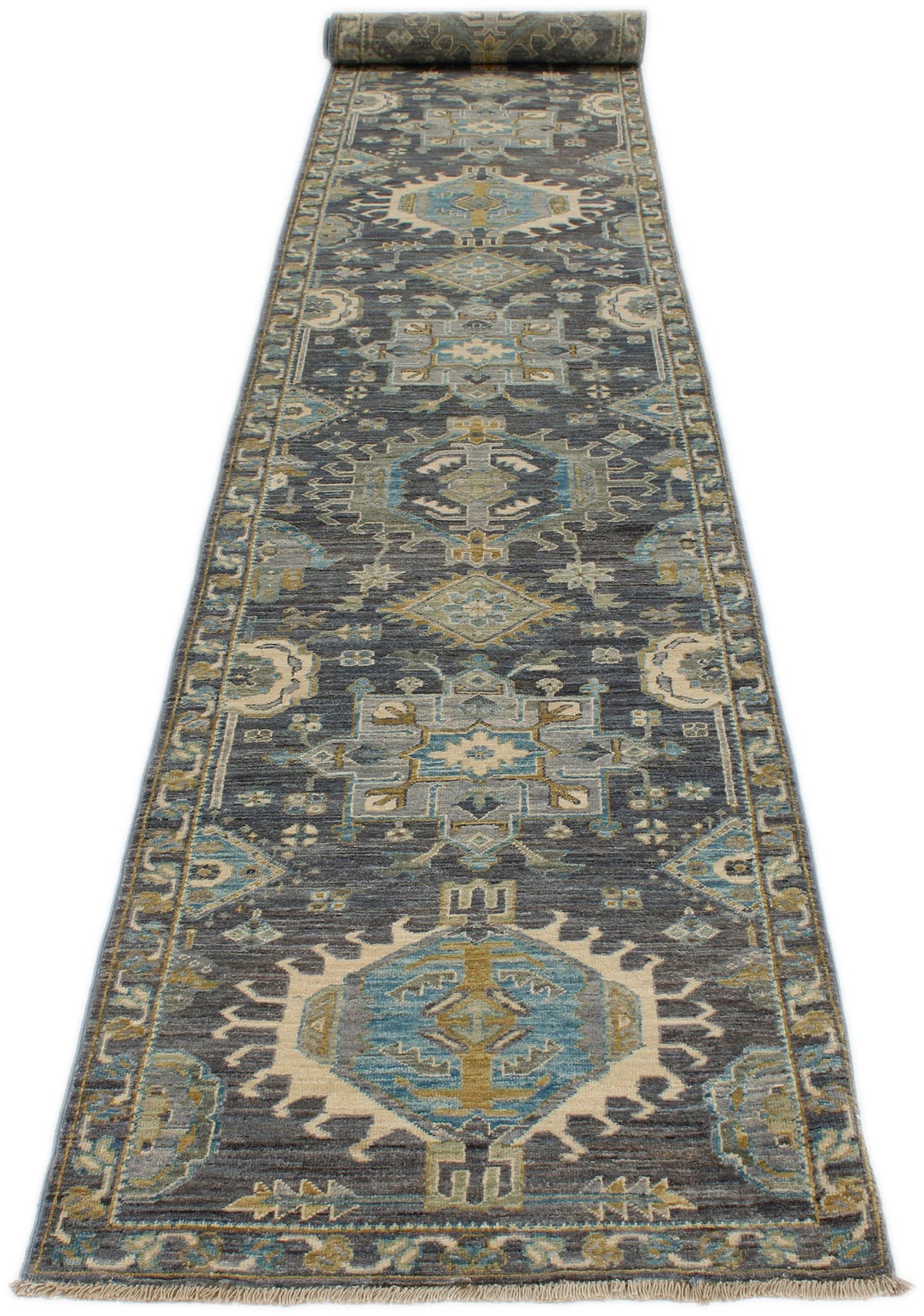 3x20 Gray and Multicolor Anatolian Traditional Runner