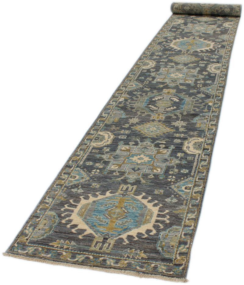 3x20 Gray and Multicolor Anatolian Traditional Runner