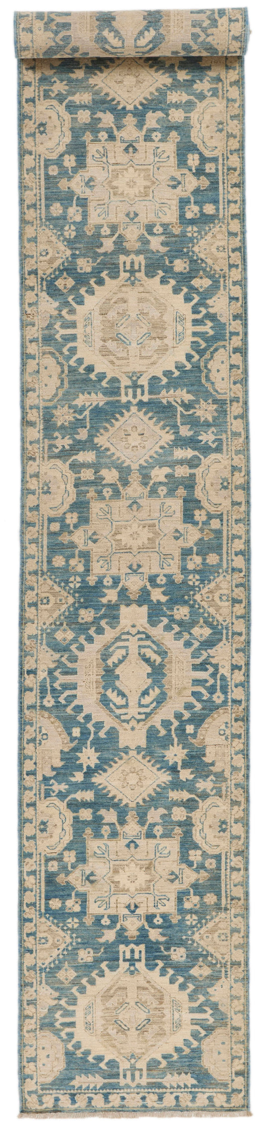 3x19 Blue and Ivory Anatolian Traditional Runner
