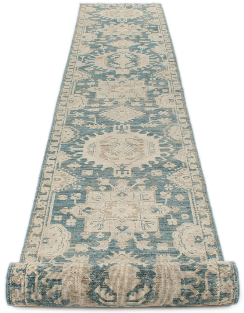 3x19 Blue and Ivory Anatolian Traditional Runner