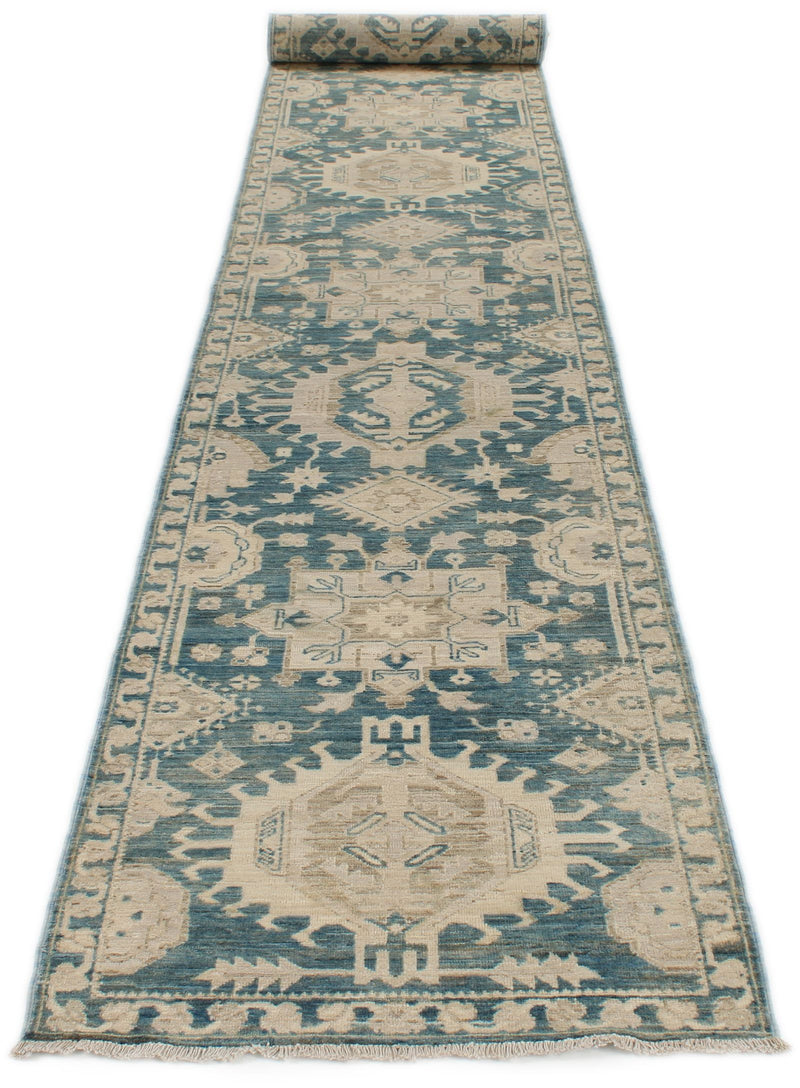 3x19 Blue and Ivory Anatolian Traditional Runner