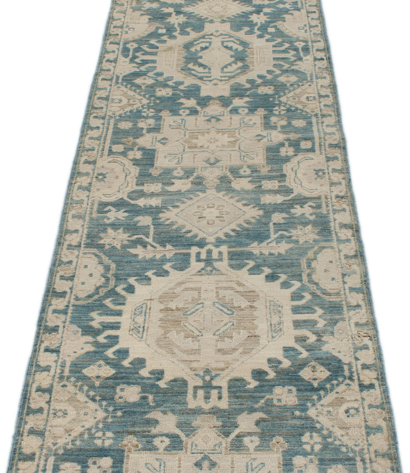 3x19 Blue and Ivory Anatolian Traditional Runner