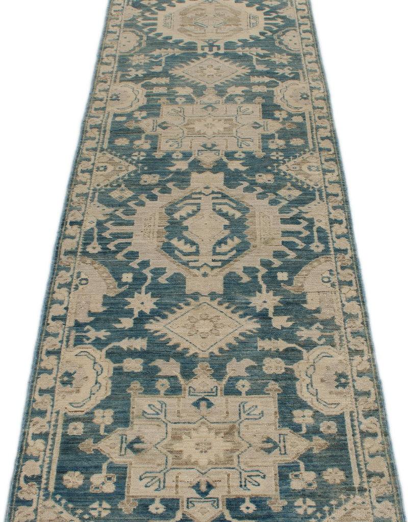 3x19 Blue and Ivory Anatolian Traditional Runner