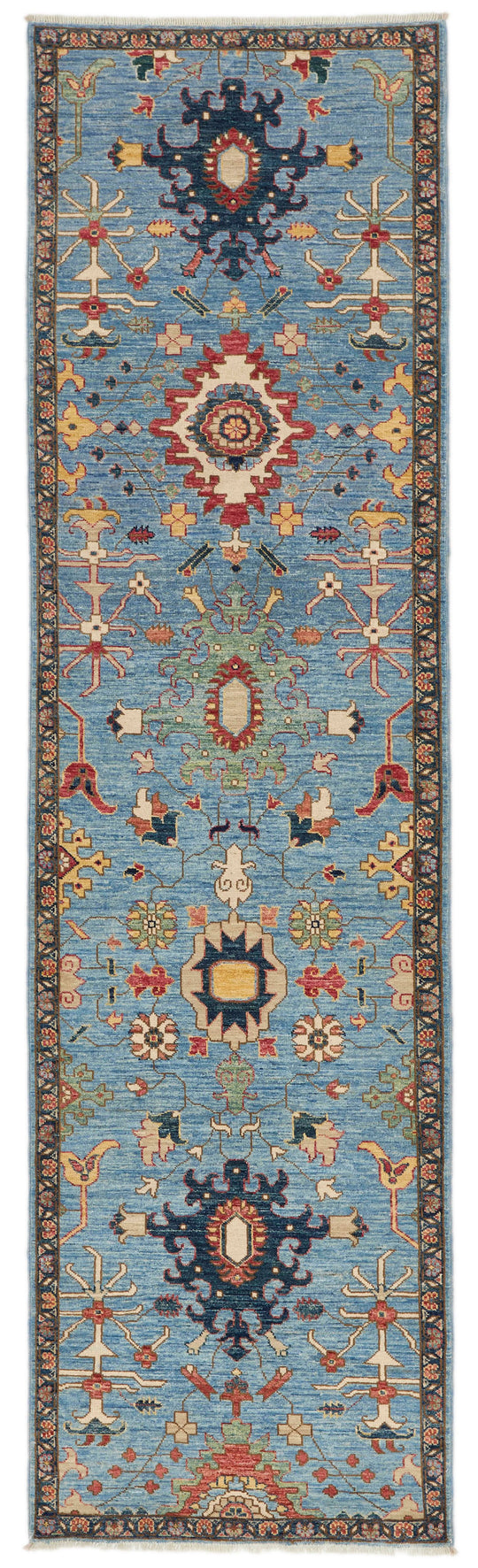 3x10 Blue and Multicolor Anatolian Traditional Runner