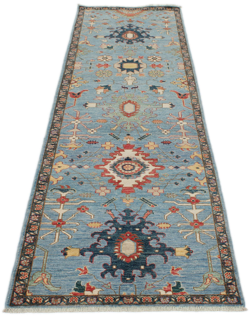 3x10 Blue and Multicolor Anatolian Traditional Runner
