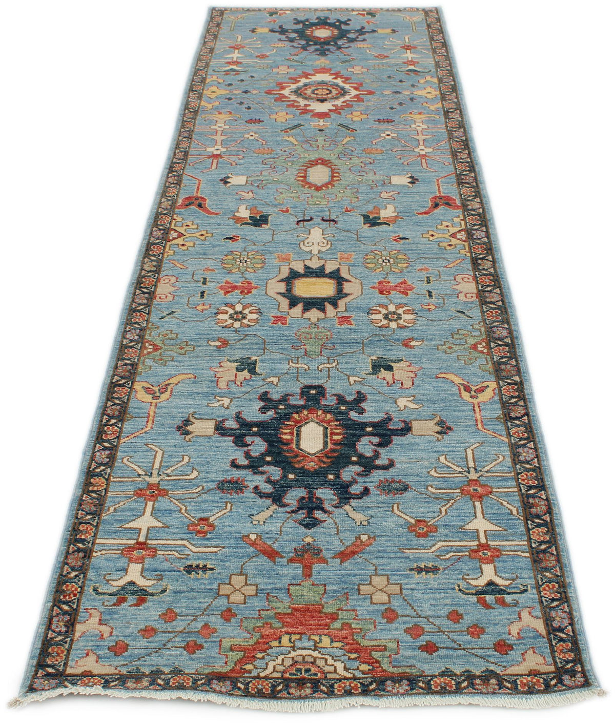 3x10 Blue and Multicolor Anatolian Traditional Runner