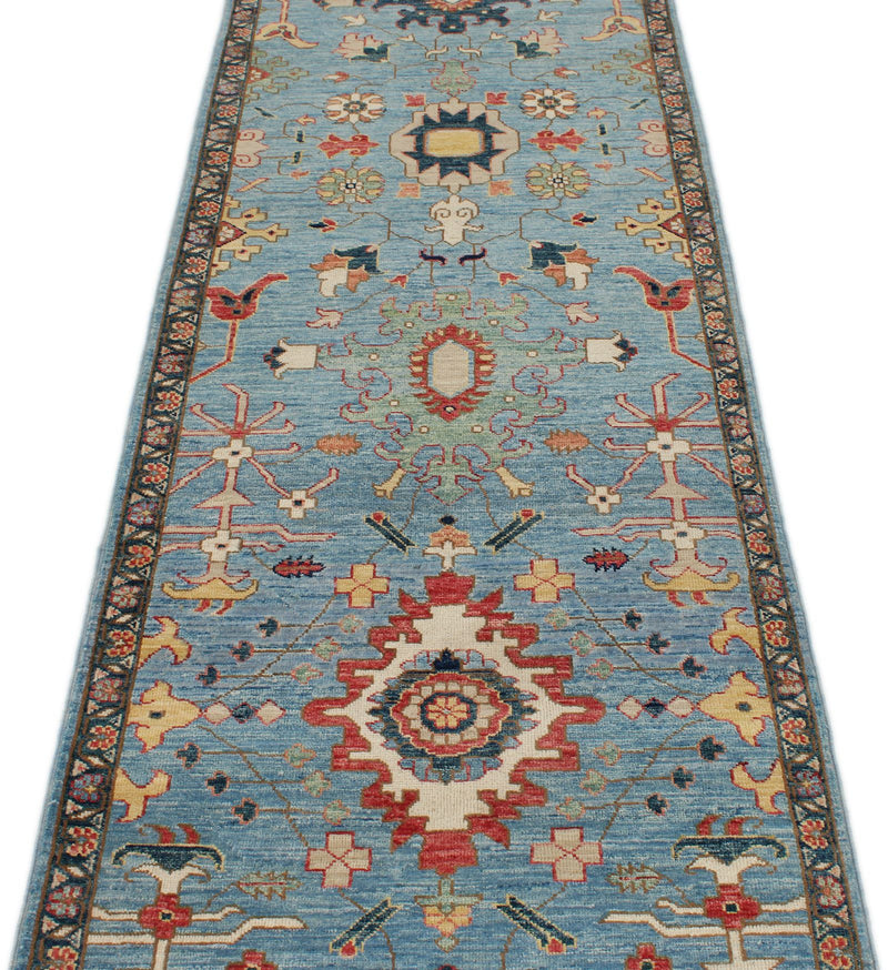 3x10 Blue and Multicolor Anatolian Traditional Runner