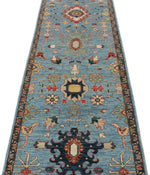 3x10 Blue and Multicolor Anatolian Traditional Runner