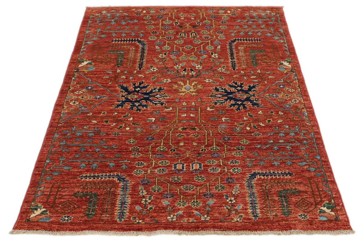 3x5 Rust and Multicolor Anatolian Tribal Rug