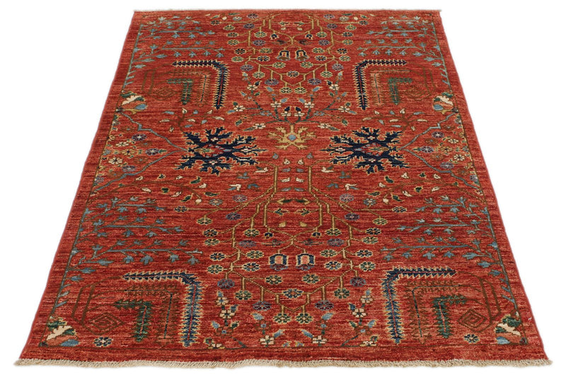 3x5 Rust and Multicolor Anatolian Tribal Rug