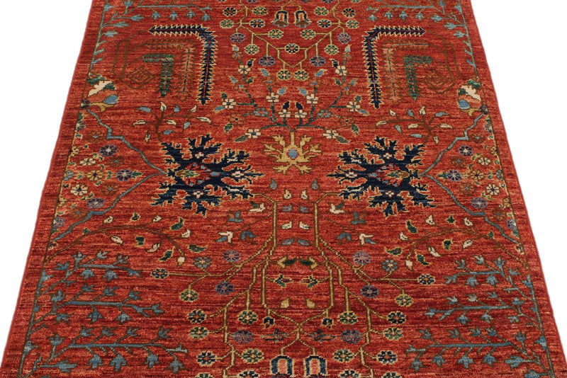 3x5 Rust and Multicolor Anatolian Tribal Rug