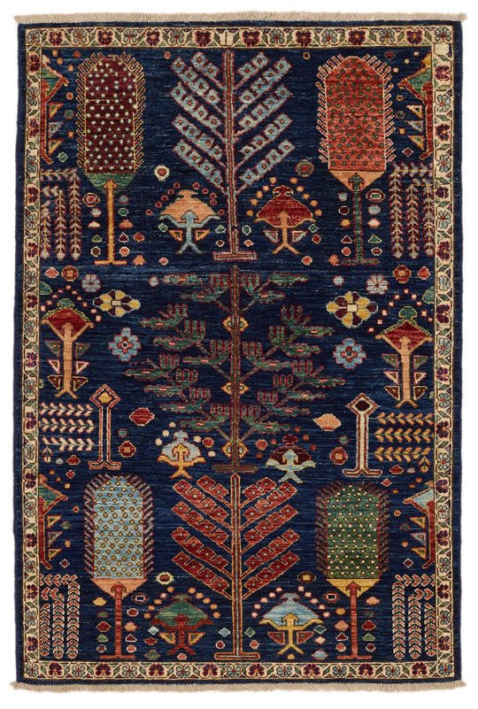 3x5 Navy and Multicolor Anatolian Traditional Rug