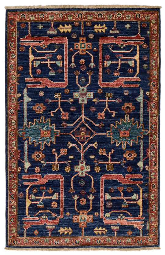 3x5 Navy and Multicolor Anatolian Traditional Rug