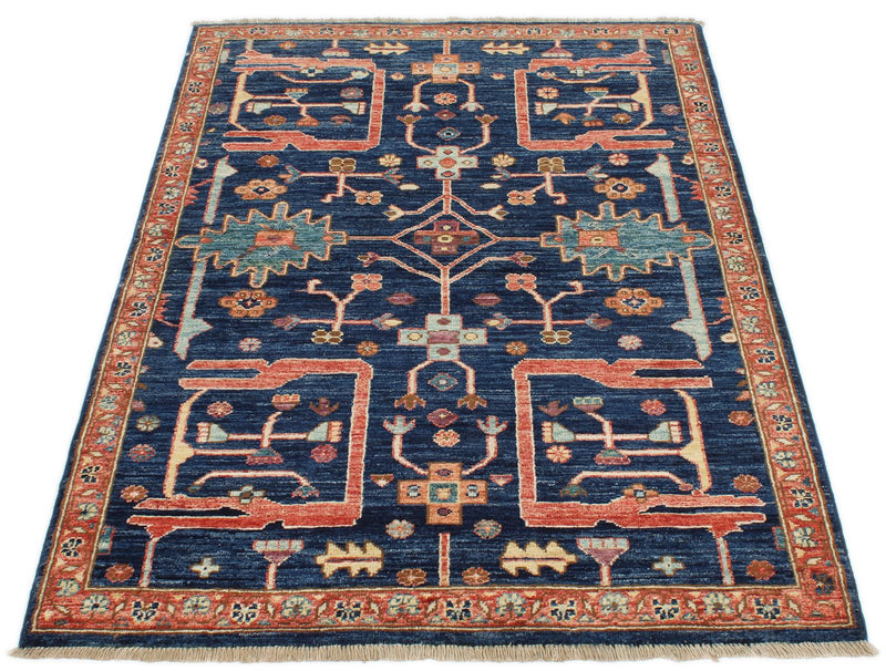 3x5 Navy and Multicolor Anatolian Traditional Rug