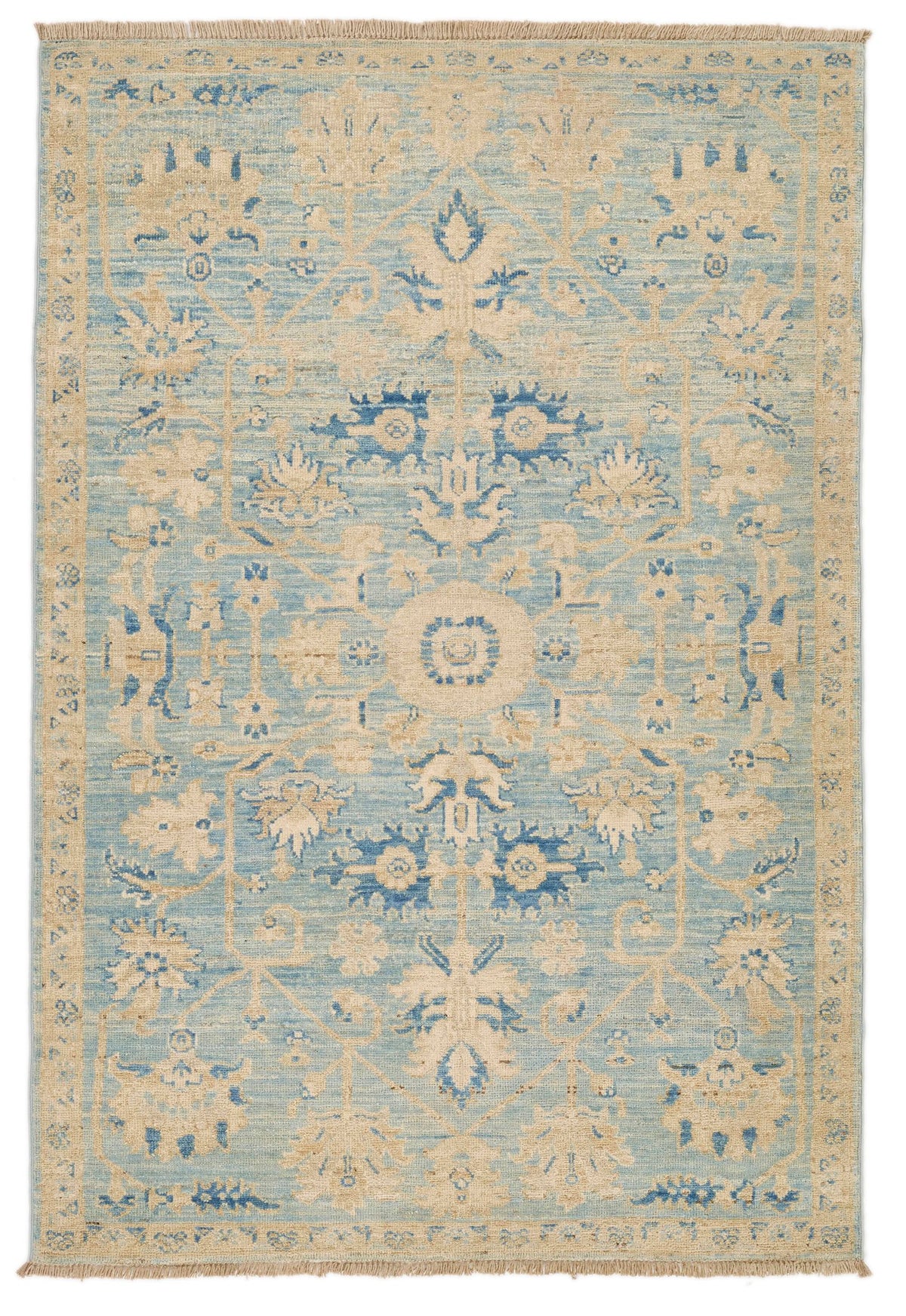 3x5 Light Blue and Beige Anatolian Traditional Rug