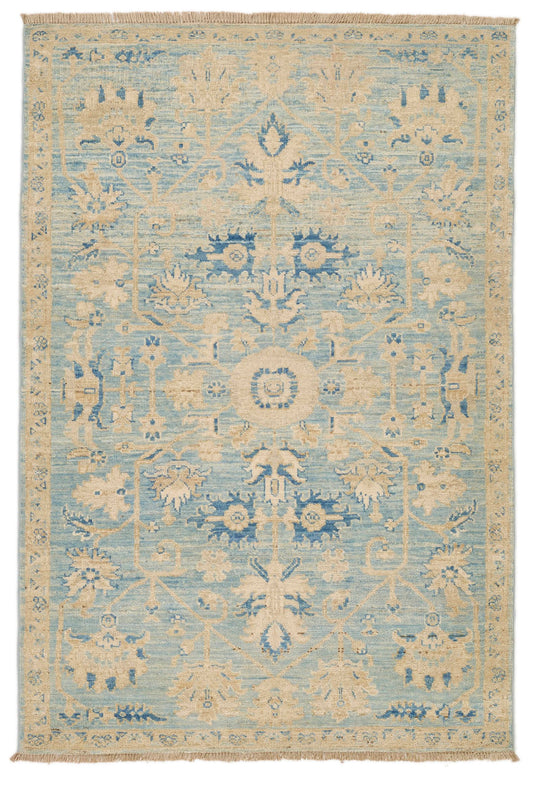 3x5 Light Blue and Beige Anatolian Traditional Rug