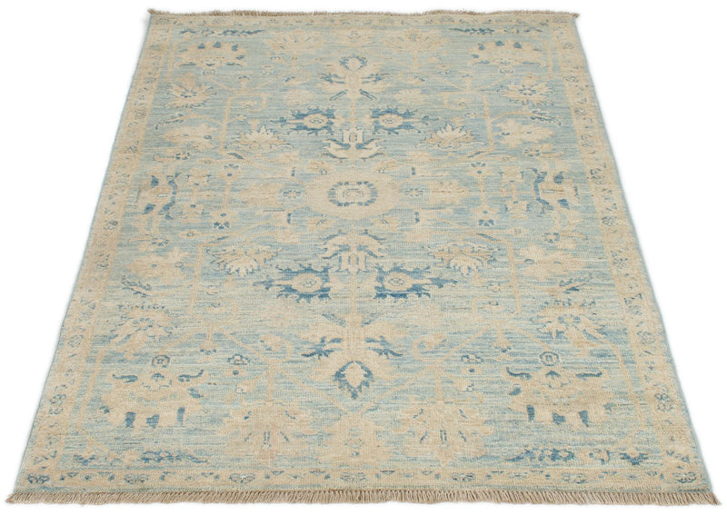 3x5 Light Blue and Beige Anatolian Traditional Rug