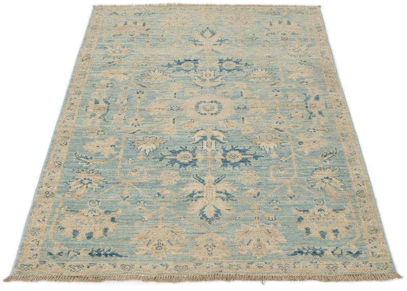 3x5 Light Blue and Beige Anatolian Traditional Rug