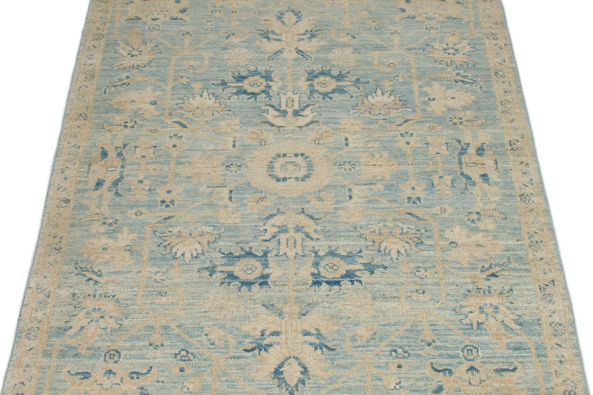 3x5 Light Blue and Beige Anatolian Traditional Rug
