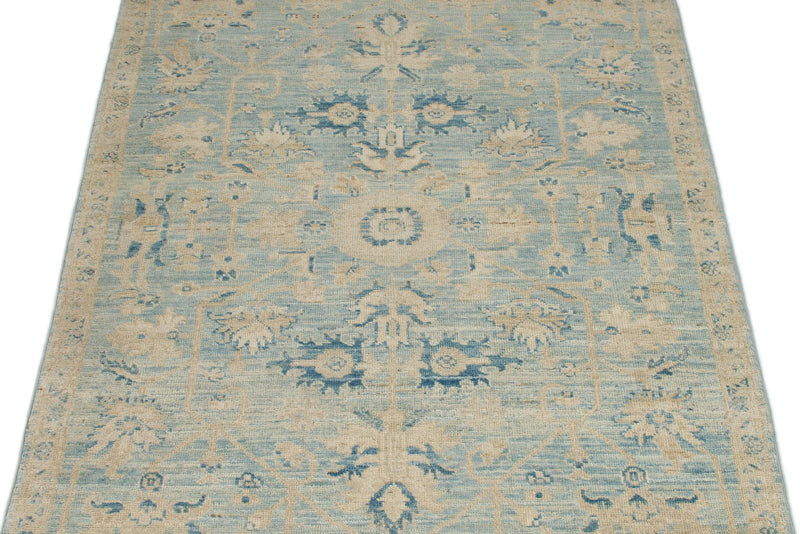 3x5 Light Blue and Beige Anatolian Traditional Rug