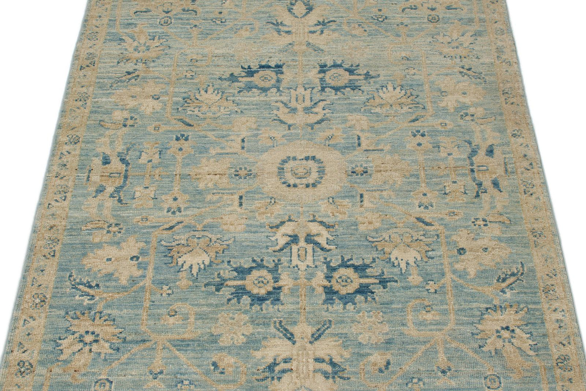 3x5 Light Blue and Beige Anatolian Traditional Rug