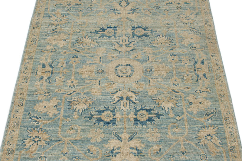 3x5 Light Blue and Beige Anatolian Traditional Rug
