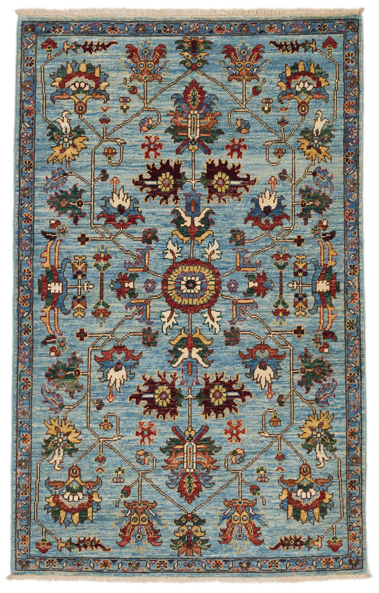 3x5 Blue and Multicolor Anatolian Traditional Rug