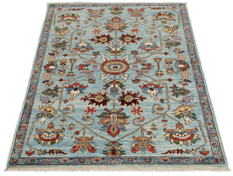 3x5 Blue and Multicolor Anatolian Traditional Rug