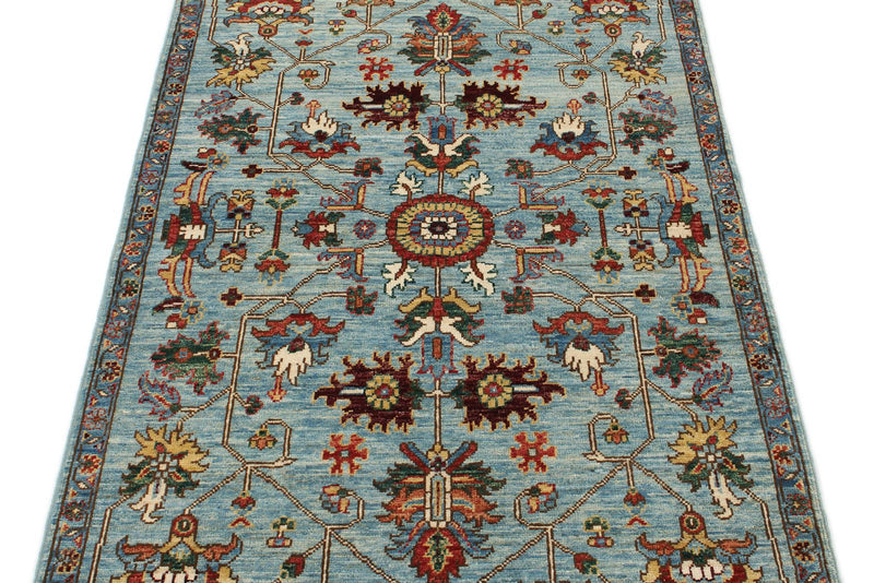 3x5 Blue and Multicolor Anatolian Traditional Rug