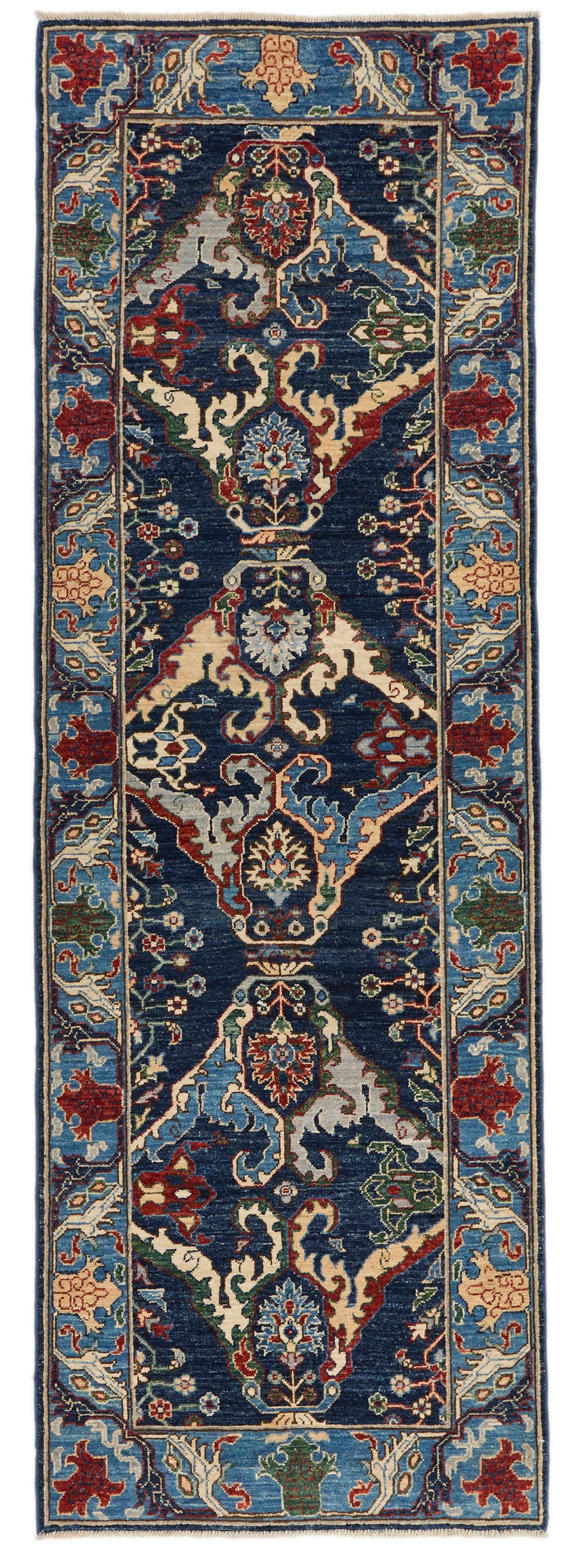 3x8 Navy and Blue Anatolian Traditional Runner