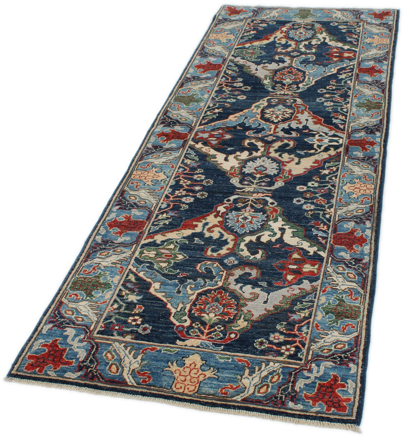 3x8 Navy and Blue Anatolian Traditional Runner