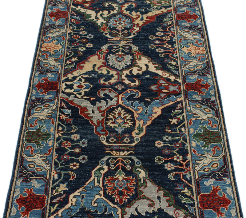 3x8 Navy and Blue Anatolian Traditional Runner