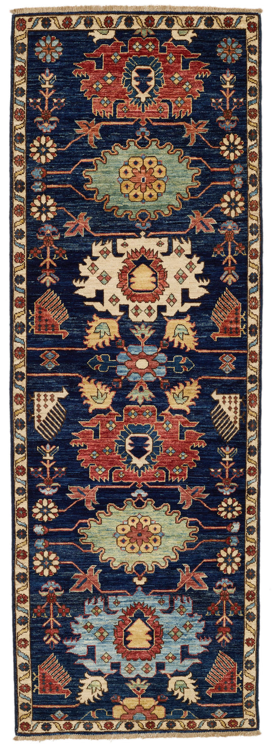 3x8 Navy and Multicolor Anatolian Traditional Runner