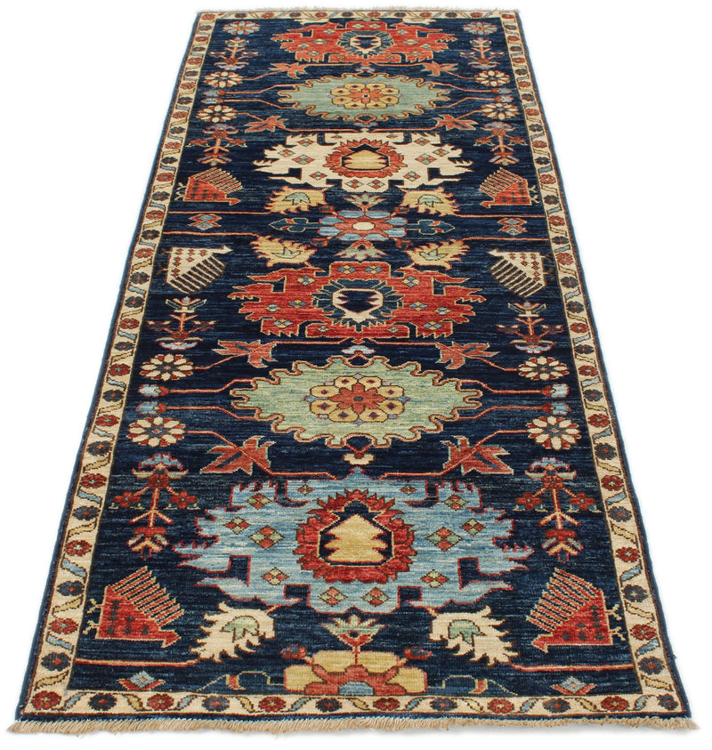 3x8 Navy and Multicolor Anatolian Traditional Runner