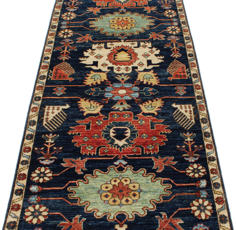 3x8 Navy and Multicolor Anatolian Traditional Runner