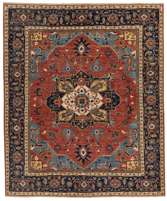 8x10 Red and Navy Anatolian Traditional Rug