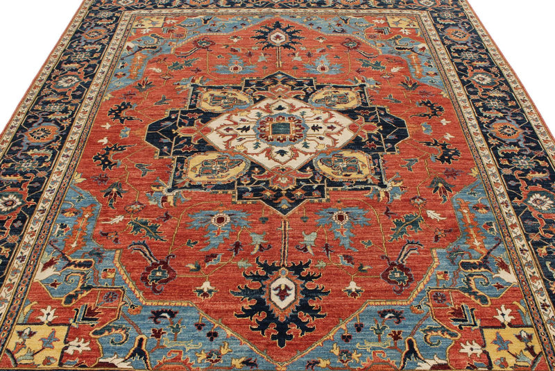 8x10 Red and Navy Anatolian Traditional Rug
