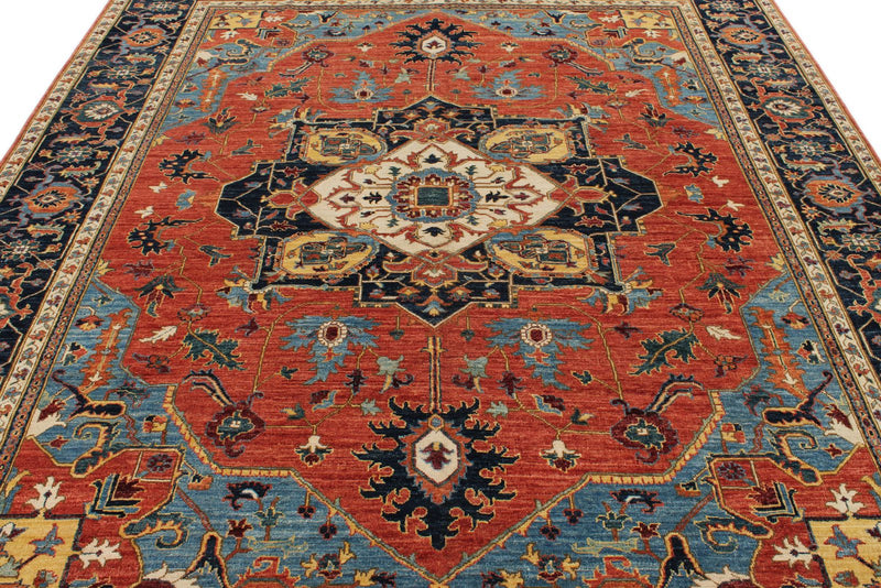 8x10 Red and Navy Anatolian Traditional Rug