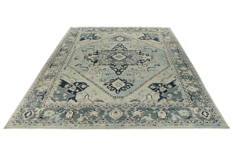 10x14 Light Blue and Blue Anatolian Traditional Rug