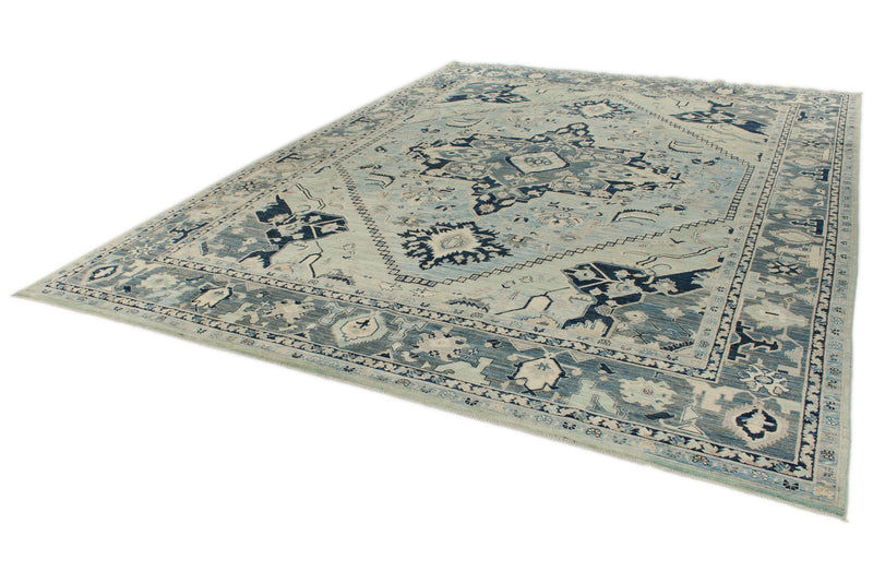 10x14 Light Blue and Blue Anatolian Traditional Rug