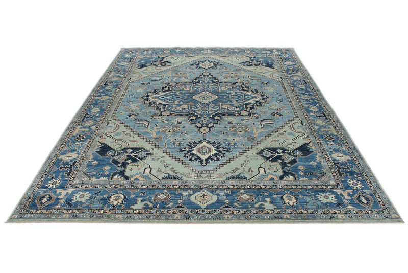 10x14 Light Blue and Blue Anatolian Traditional Rug