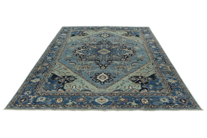 10x14 Light Blue and Blue Anatolian Traditional Rug