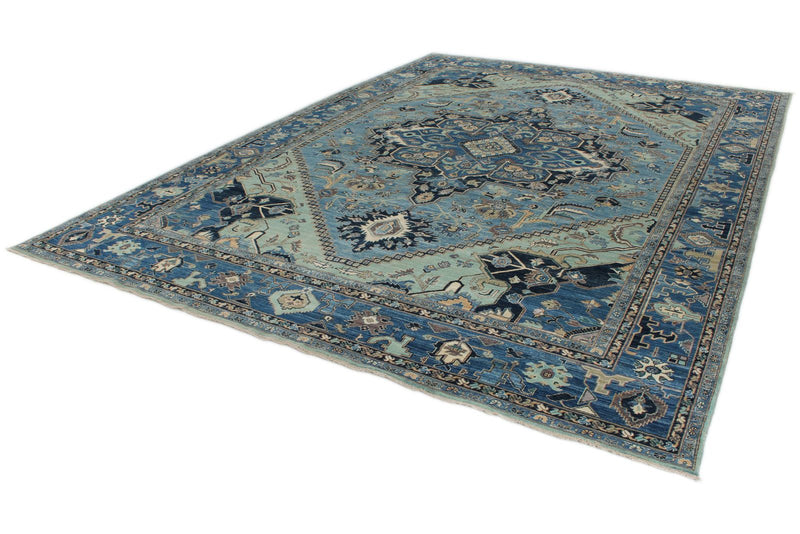 10x14 Light Blue and Blue Anatolian Traditional Rug