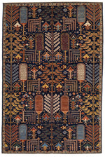 6x9 Navy and Ivory Anatolian Traditional Rug