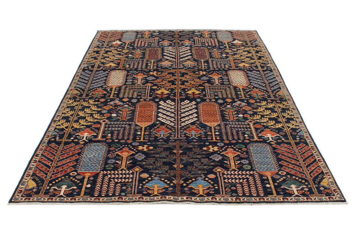 6x9 Navy and Ivory Anatolian Traditional Rug