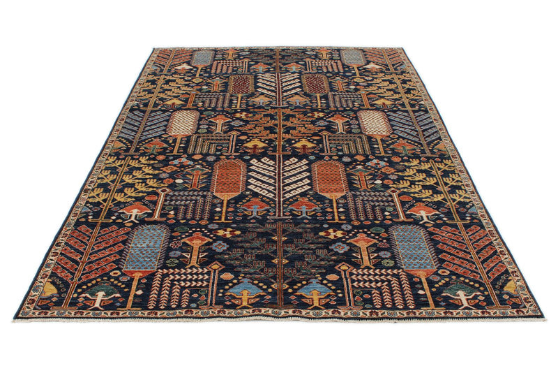 6x9 Navy and Ivory Anatolian Traditional Rug