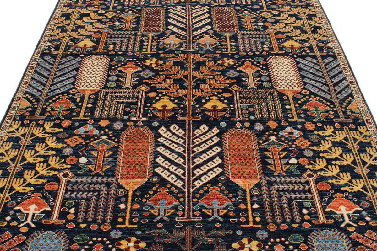 6x9 Navy and Ivory Anatolian Traditional Rug
