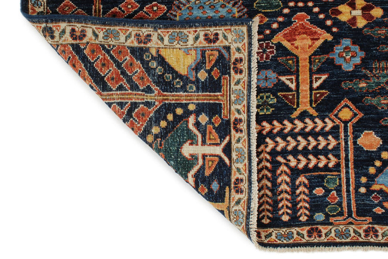 6x9 Navy and Ivory Anatolian Traditional Rug